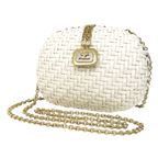Courrèges Elegant White Woven Mini Bag with Chain Strap