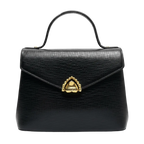 Ungaro Black Embossed Leather Top Handle Handbag