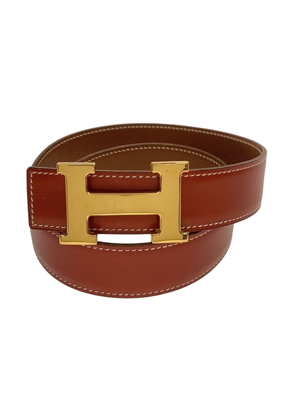 HERMÈS Paris Ceinture femme cuir Epsom marron fauve boucle H dorée Made in France