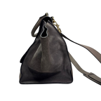CELINE Trapeze Handbag Beige Leather Grey Suede