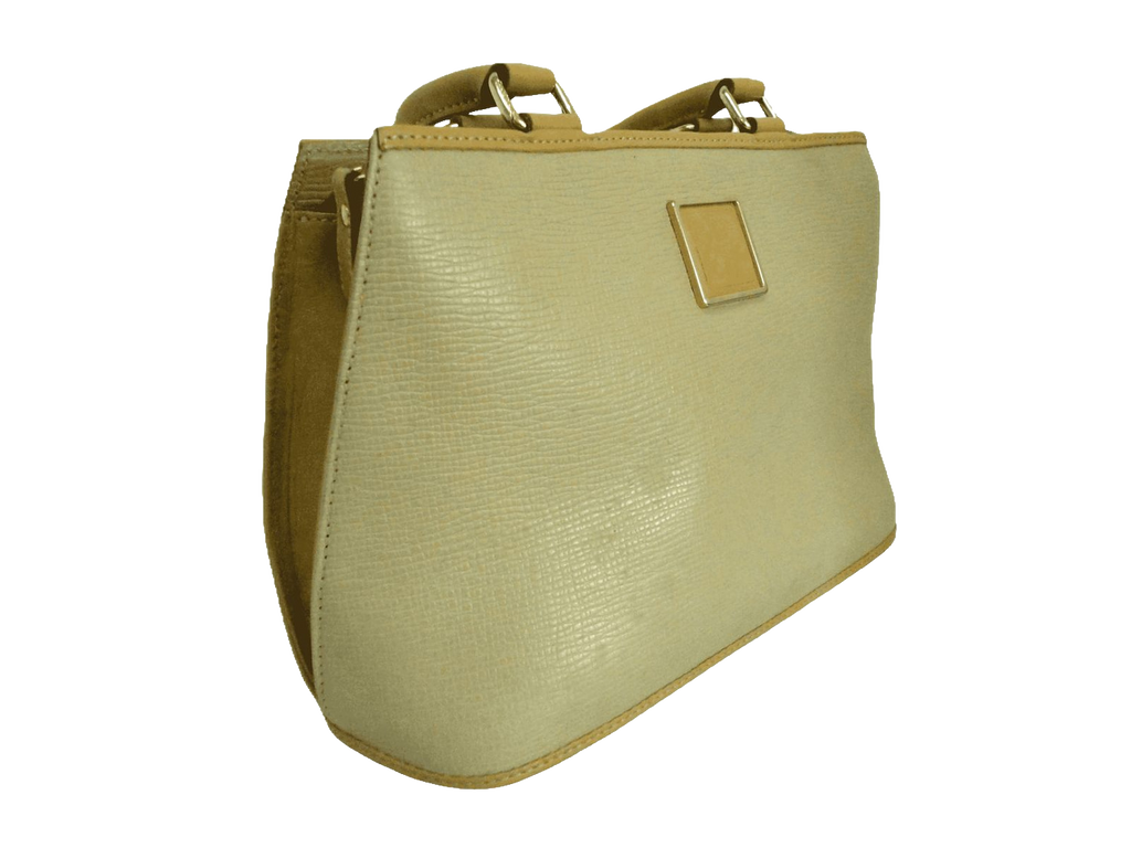 Nina Ricci Handbag Beige Textured Leather Vintage Top Handle Bag