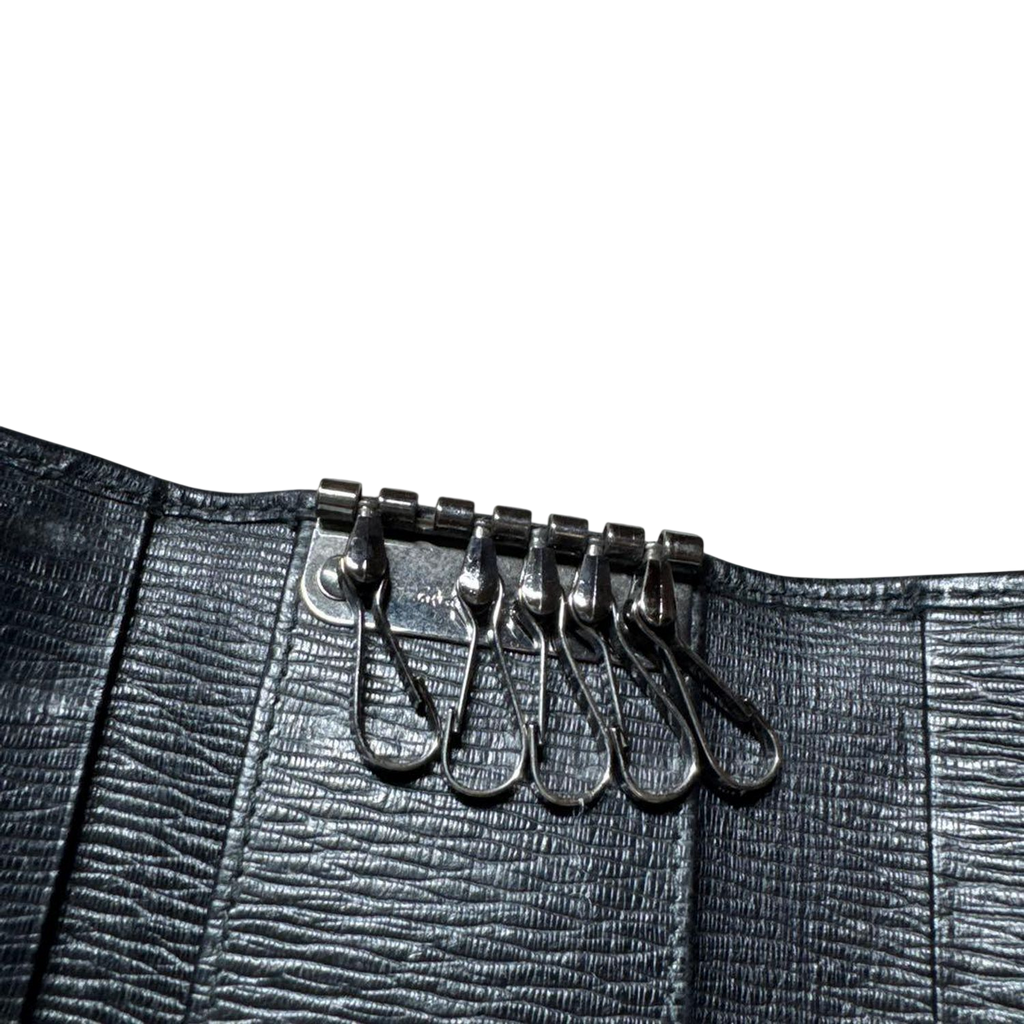 Salvatore Ferragamo Black Textured Leather Key Case