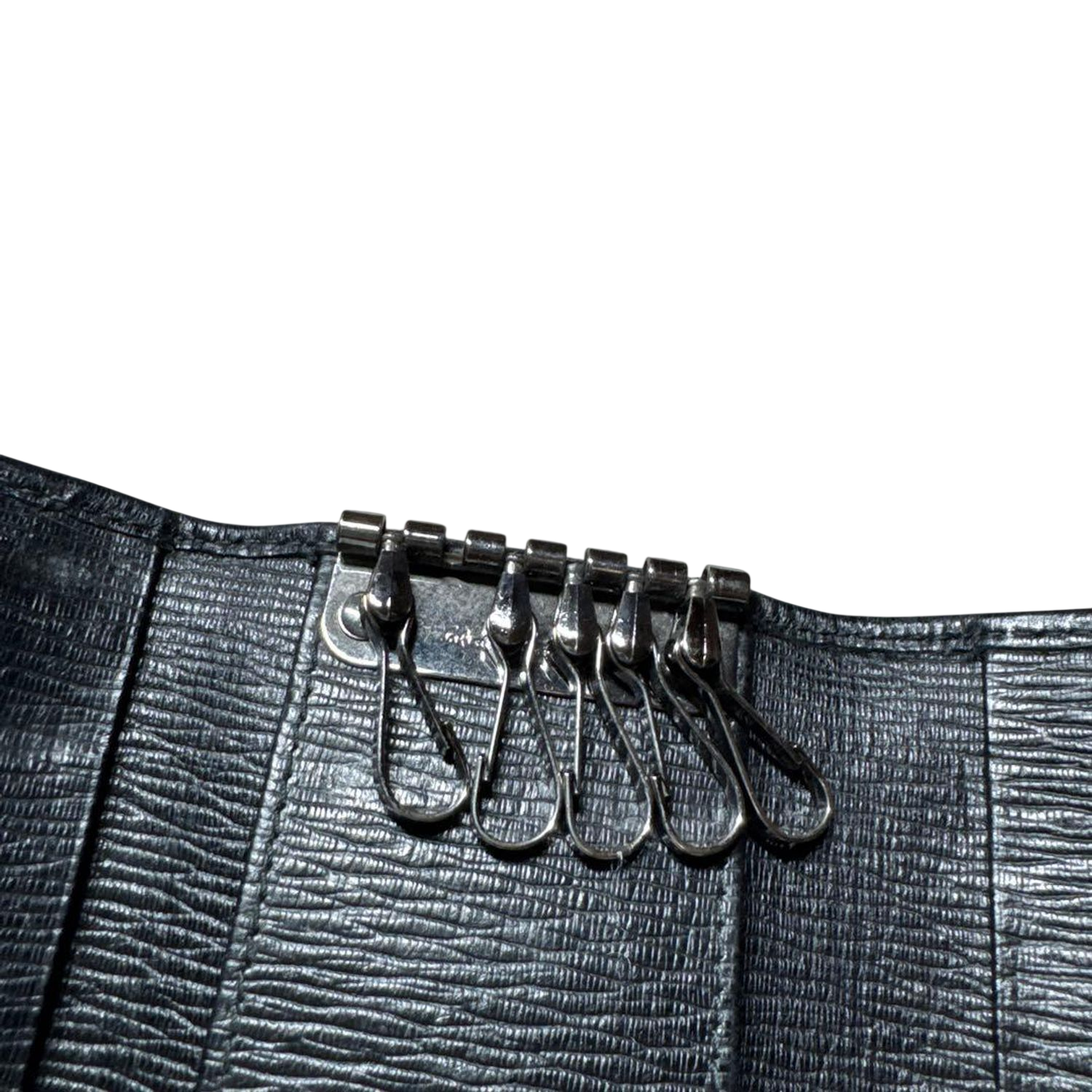 Salvatore Ferragamo Black Textured Leather Key Case