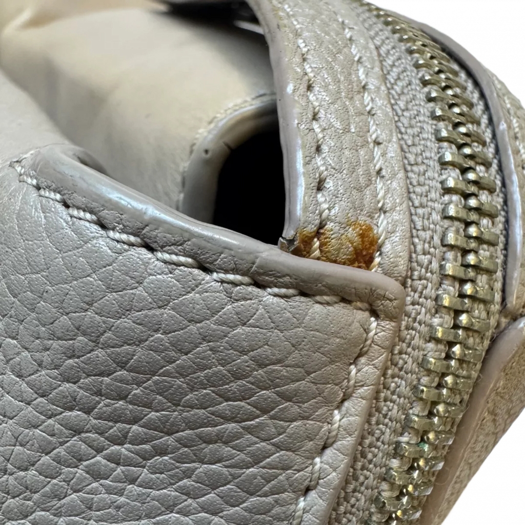 TORY BURCH Sac beige avec bandoulière et logo argenté