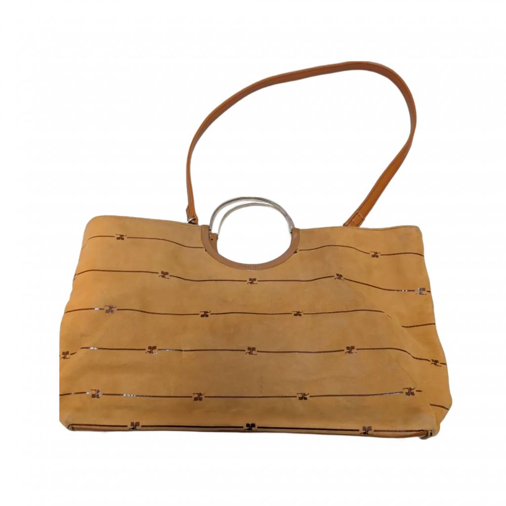 COURRÈGES Sac à main Courrèges 2 en 1 cuir marron anse transparente