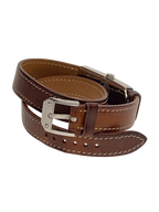 HERMÈS Paris Montre Kelly II acier cadran blanc chiffres arabes double tour cuir marron