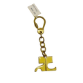 COURRÈGES Porte-clé logo AC émail jaune métal doré étiquette d'origine