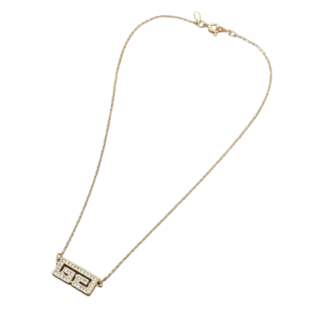 GIVENCHY Collier en or, logo, bijoux en strass, en excellent état