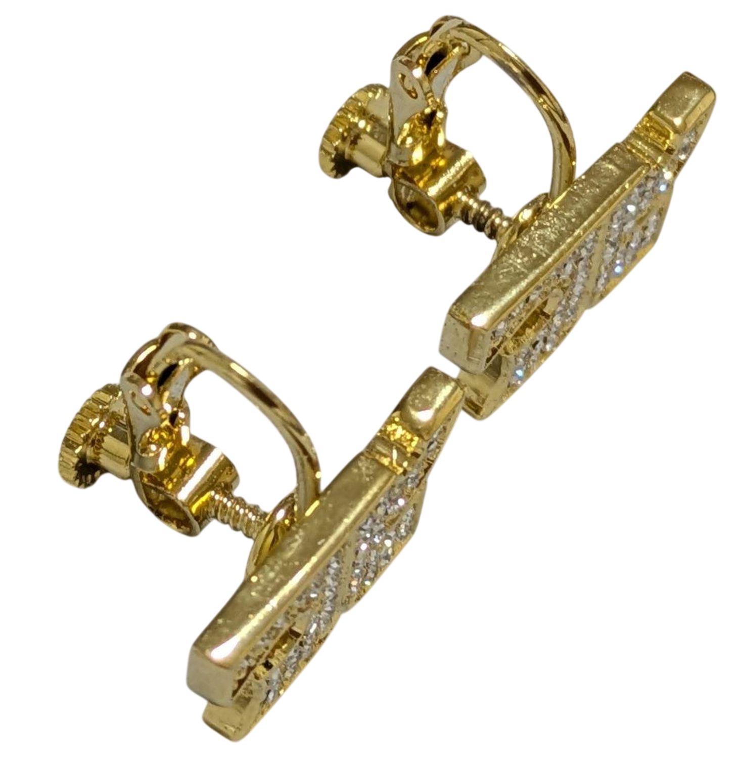 COURRÈGES Boucles d'oreilles clips logo AC entièrement pavé strass doré