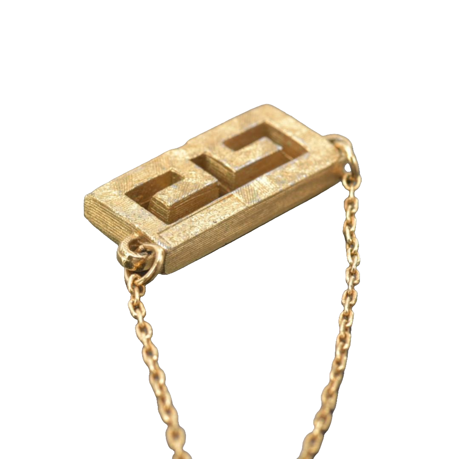 Givenchy Necklace Gold Greek Key Rhinestone Geometric Vintage Pendant
