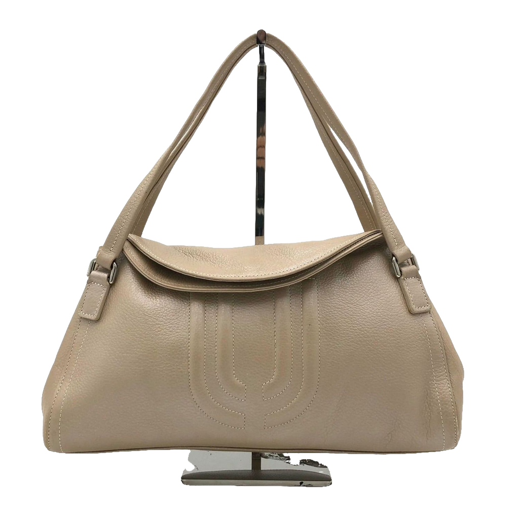UNGARO Grand sac souple cuir grainé beige taupe logo U
