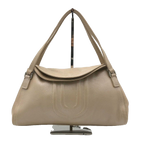 UNGARO Grand sac souple cuir grainé beige taupe logo U