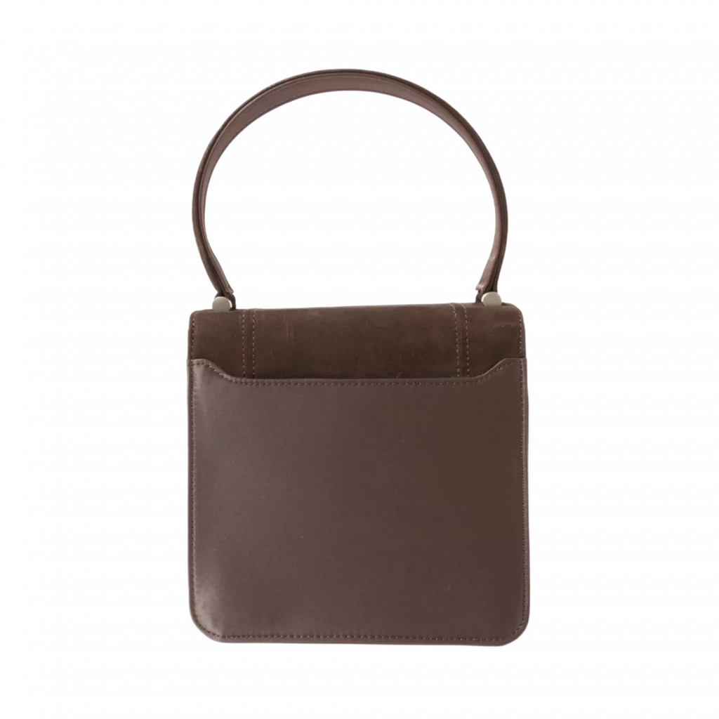 COURRÈGES Sac à main cuir suédé MARRON petit femme forme carrée