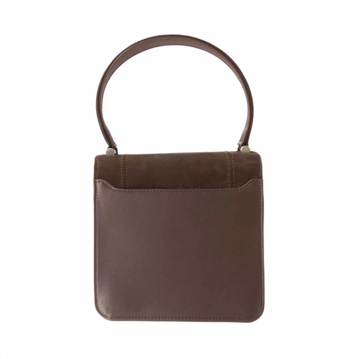COURRÈGES Sac à main cuir suédé MARRON petit femme forme carrée