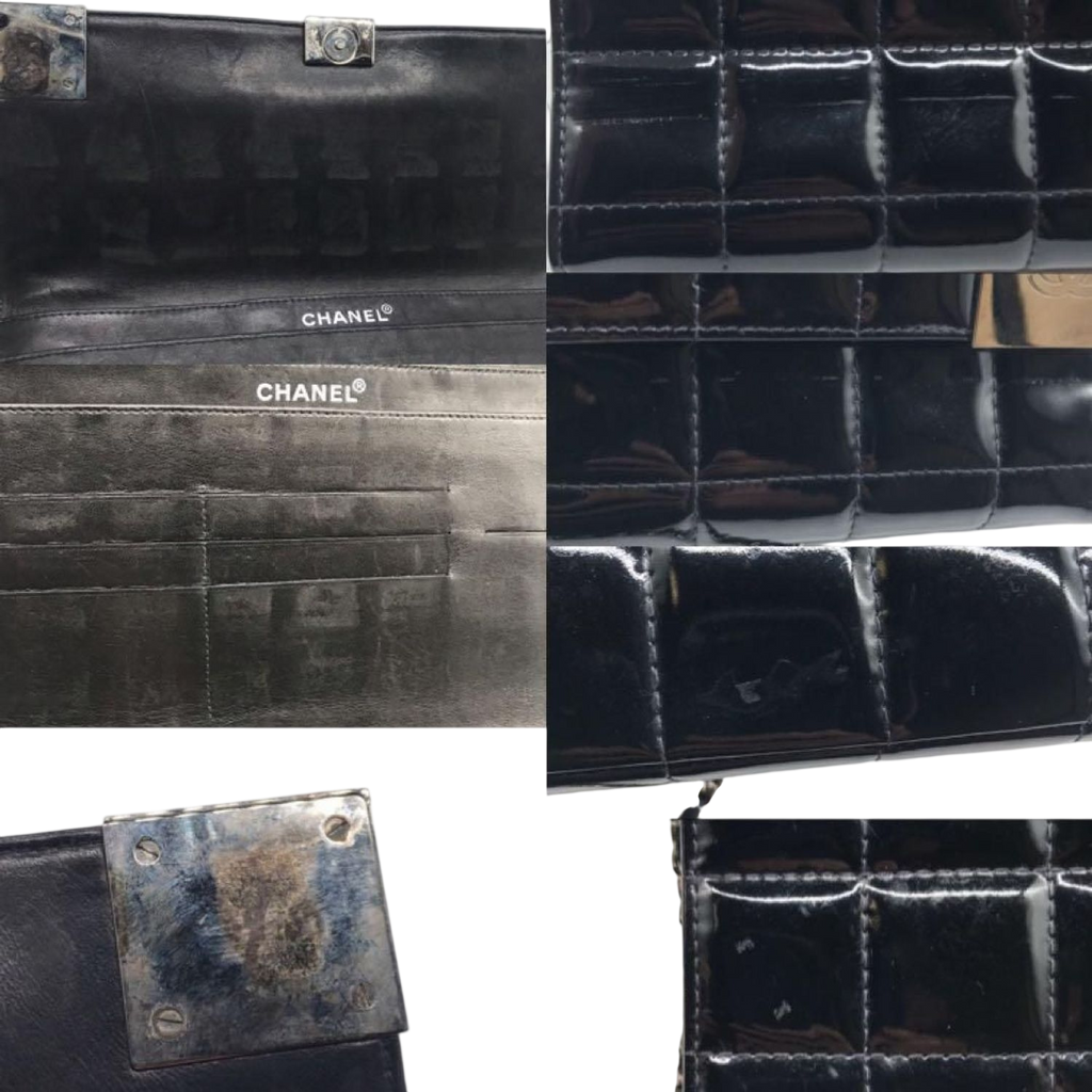 CHANEL Black Patent Leather Chocolate Bar WOC