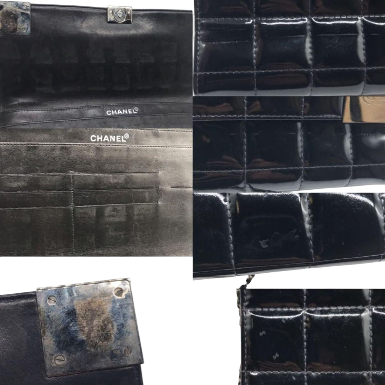 CHANEL Black Patent Leather Chocolate Bar WOC