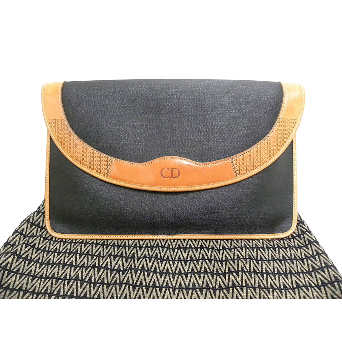 DIOR Pochette Christian Dior, marron/noir, deuxième sac, style rétro vintage