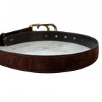 GUCCI Ceinture cuir véritable daim marron boucle GG.