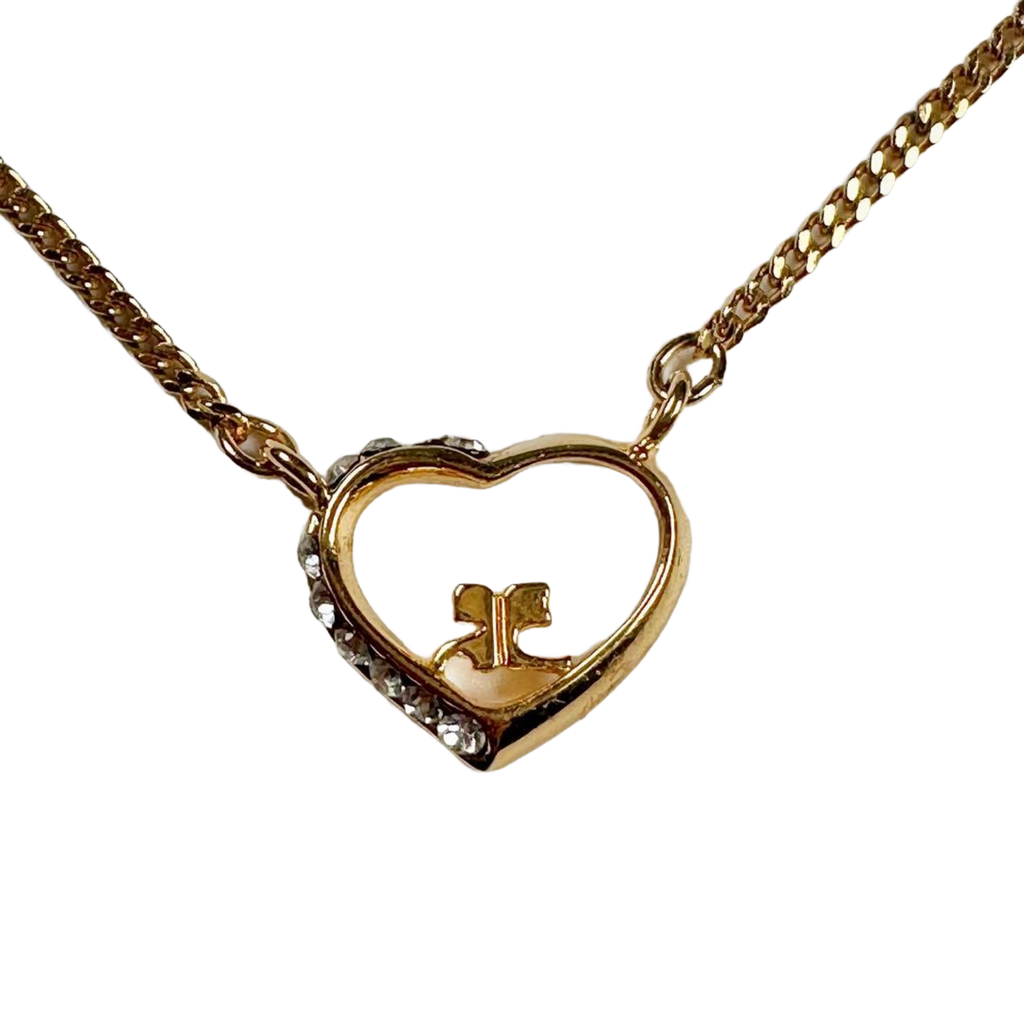 COURRÈGES Collier Cœur Or Logo avec Pierre
