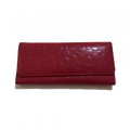 Portefeuille cuir vernis rouge à fleur