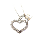 Courreges Necklace Silver Heart Rhinestone Logo Pendant Vintage