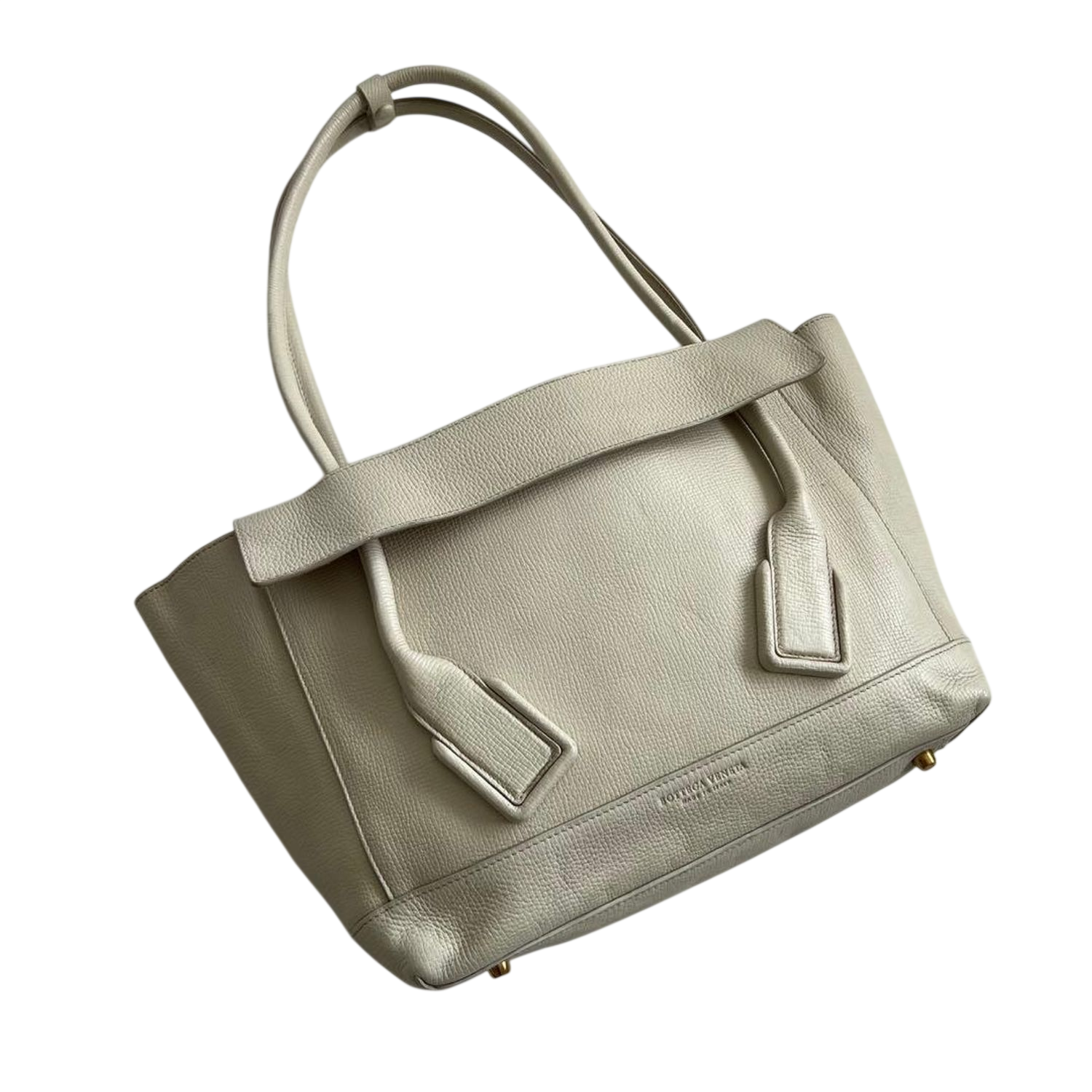 Bottega Veneta Cream Grained Leather Tote Bag