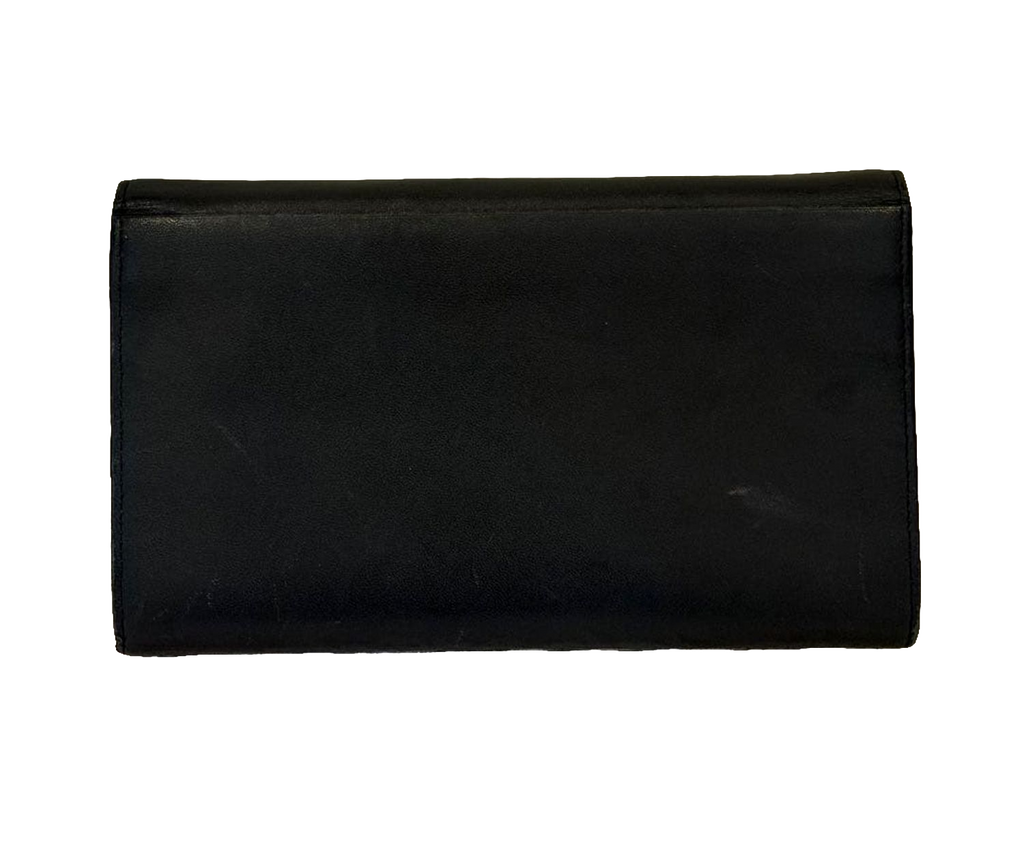 COURRÈGES Portefeuille long cuir noir logo AC bicolore