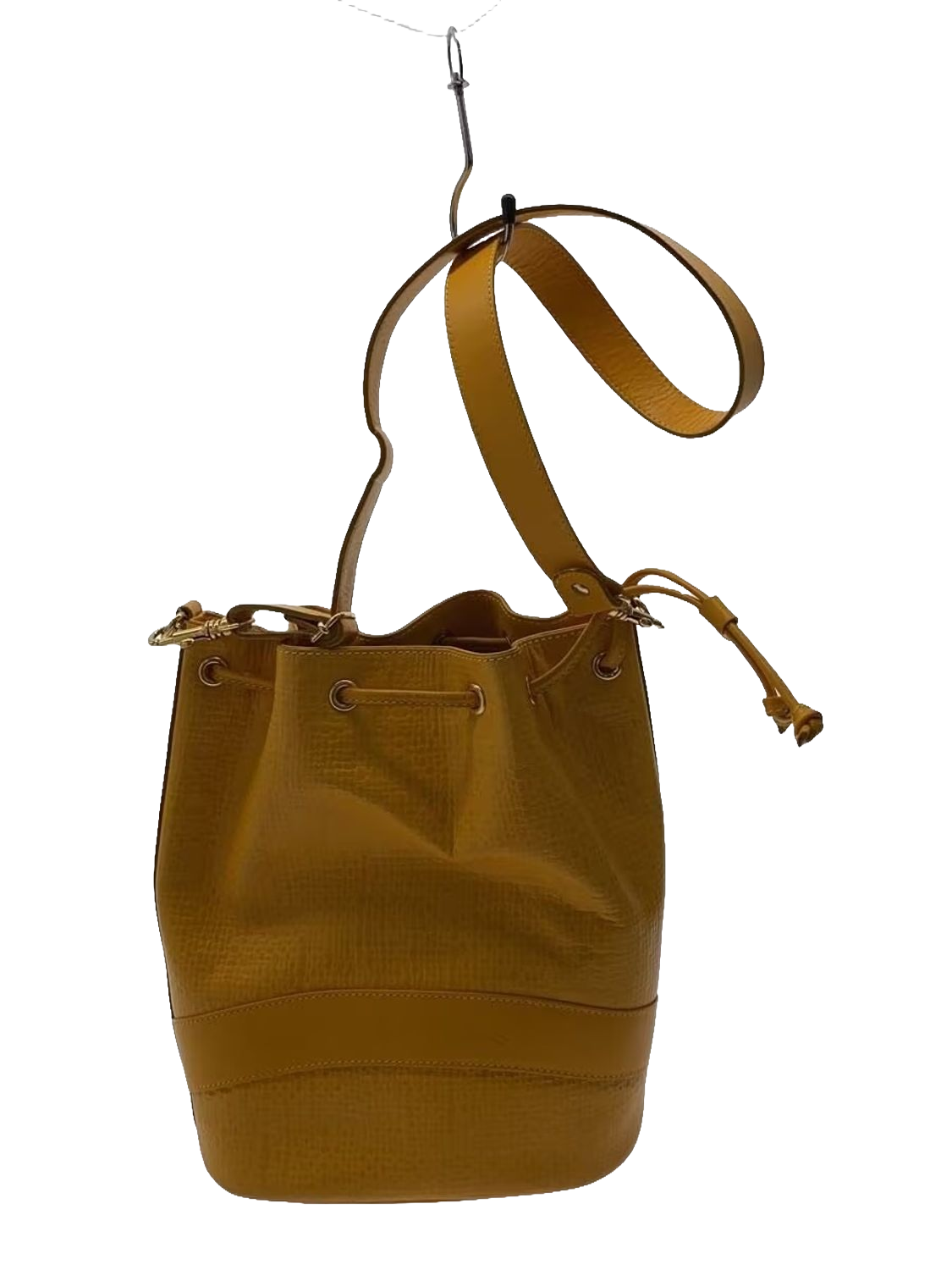 COURRÈGES Sac noé bucket bag cuir jaune moutarde