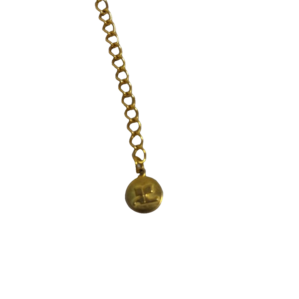 Courreges Necklace Gold Pearl Pendant Vintage Chain Women Jewelry
