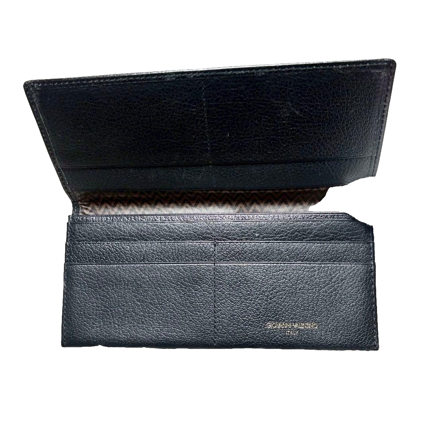 Giovanni Valentino Wallet Black Leather Long Bifold Italian Designer Vintage