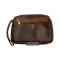 CÉLINE Paris Pochette wristlet toile Macadam marron zip façade