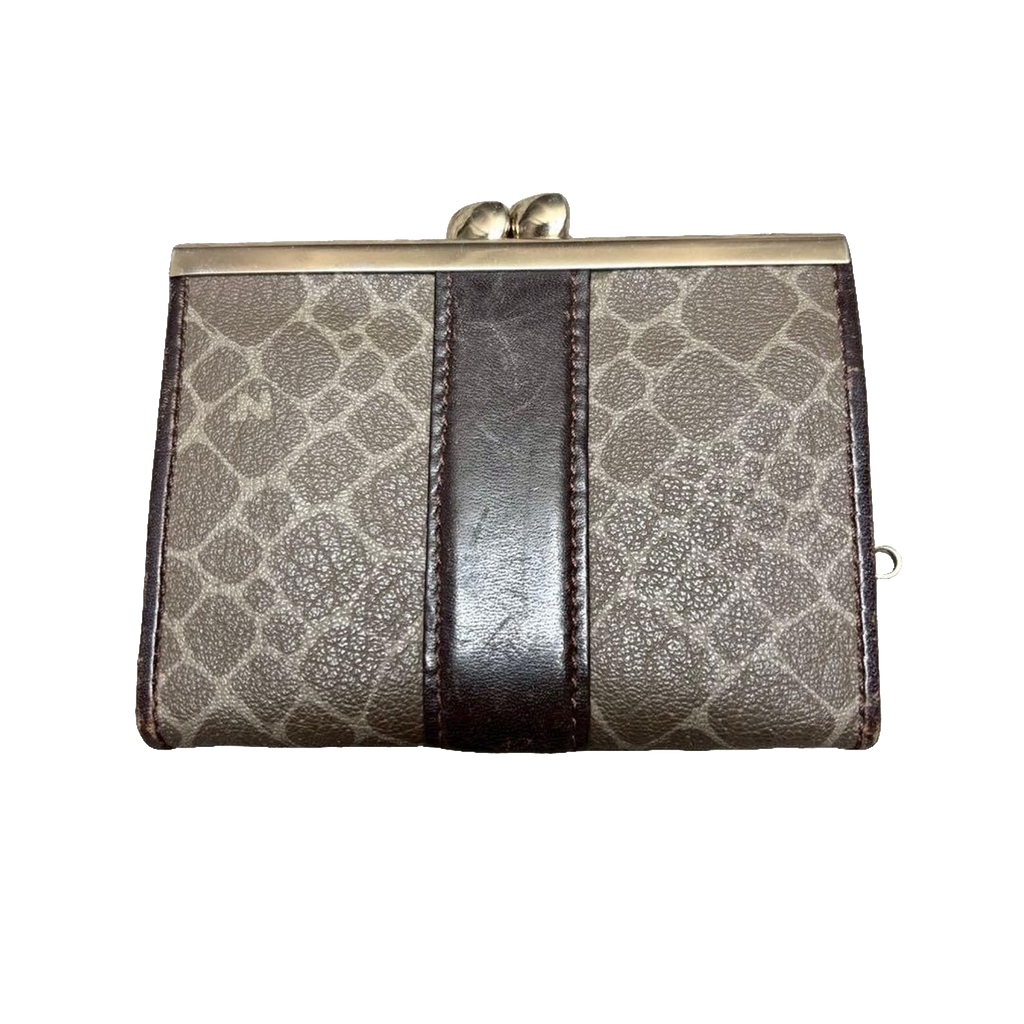 Nina Ricci Coin Purse Brown Vintage Clasp Wallet Leather