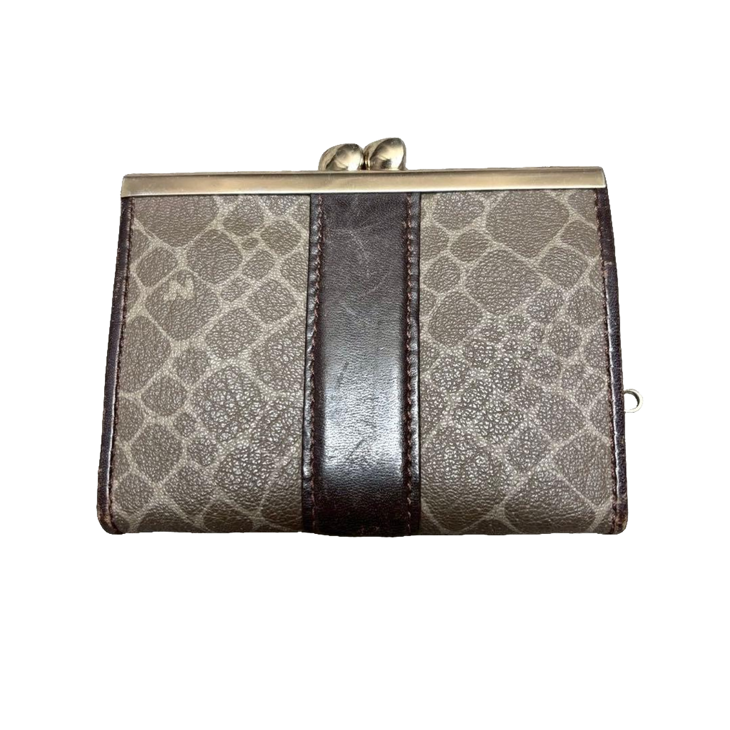 Nina Ricci Coin Purse Brown Vintage Clasp Wallet Leather