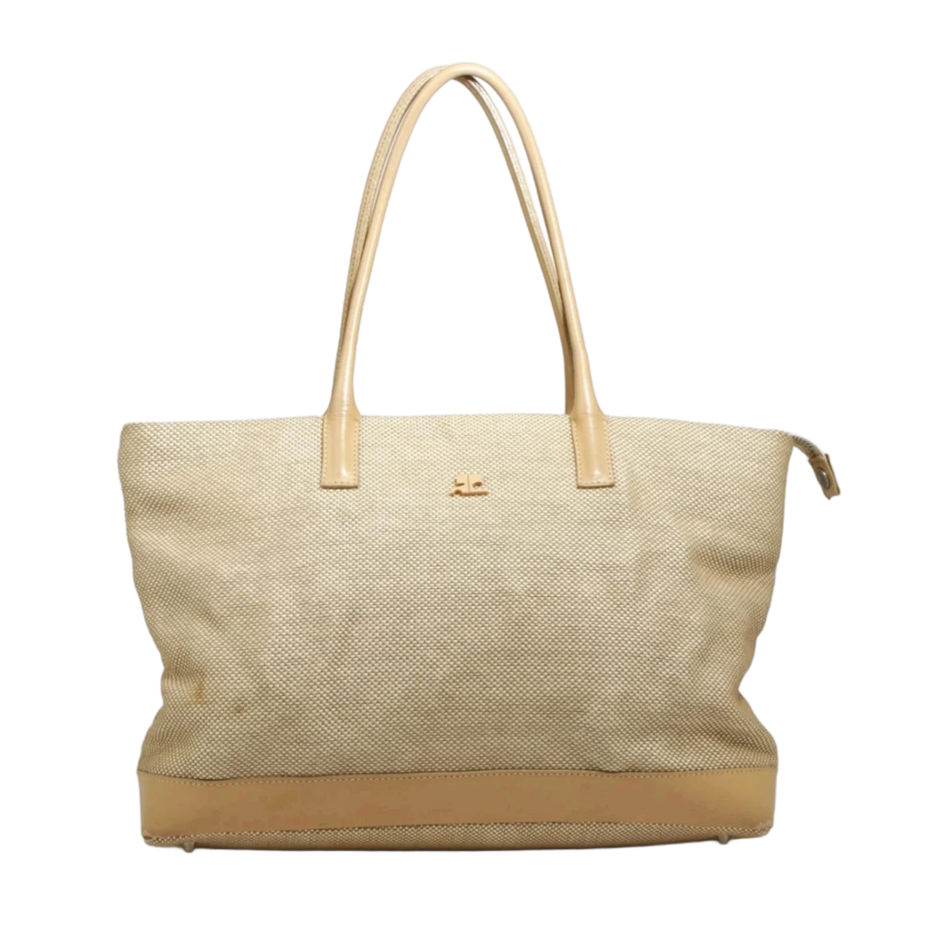 COURRÈGES Sac cabas beige Cg1735, grande capacité A4
