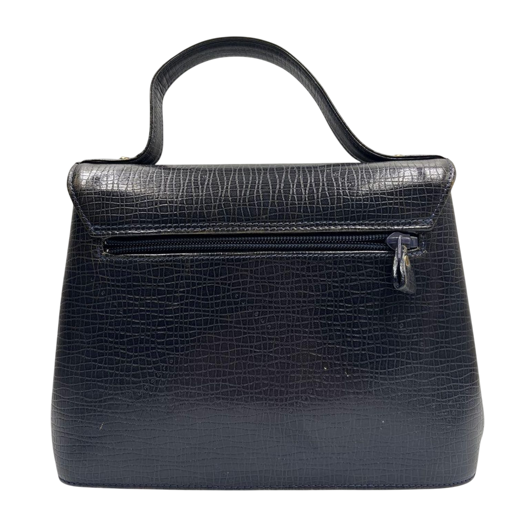 Ungaro Black Embossed Leather Top Handle Handbag