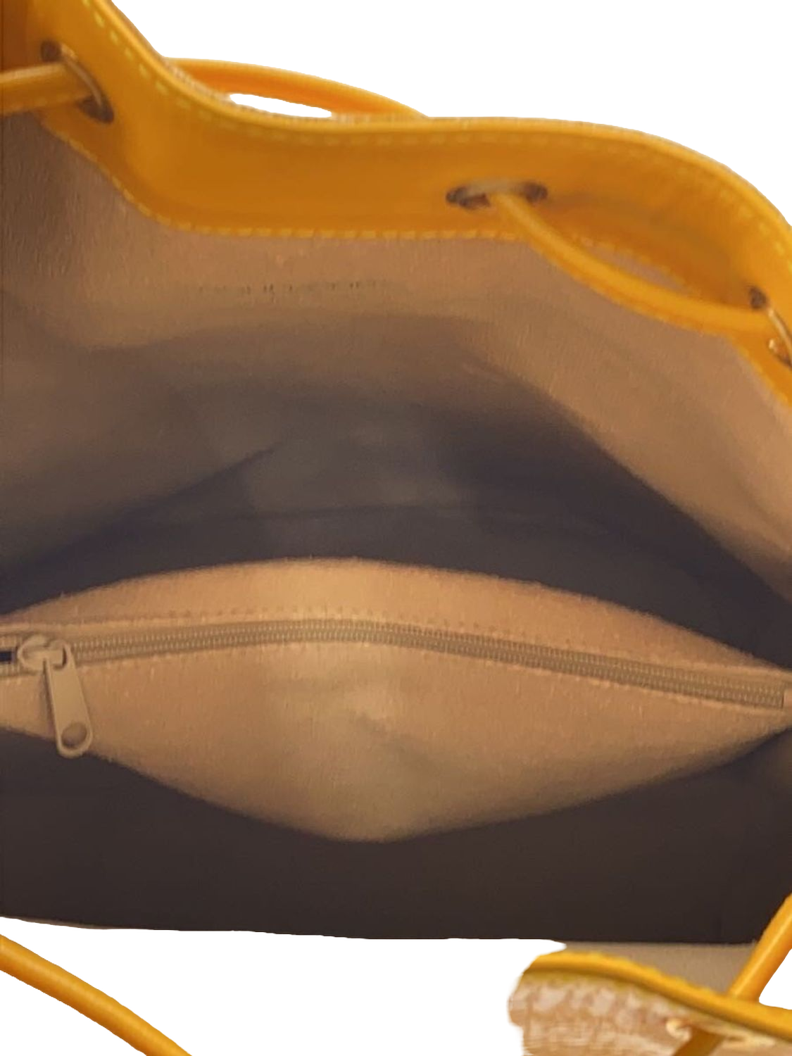 COURRÈGES Sac noé bucket bag cuir jaune moutarde