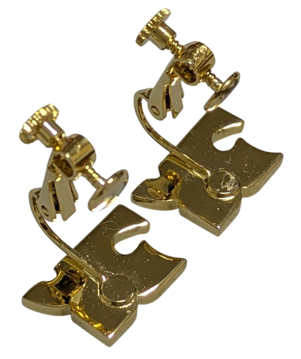 COURRÈGES Boucles d'oreilles clips logo AC entièrement pavé strass doré
