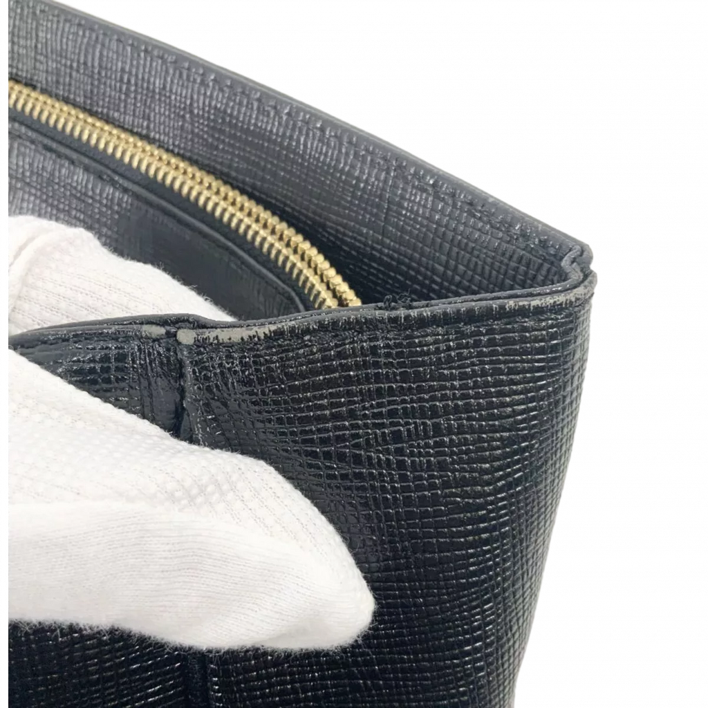 COURRÈGES Sac cabas noir pour femme cuir grainé ancien logo wnametag