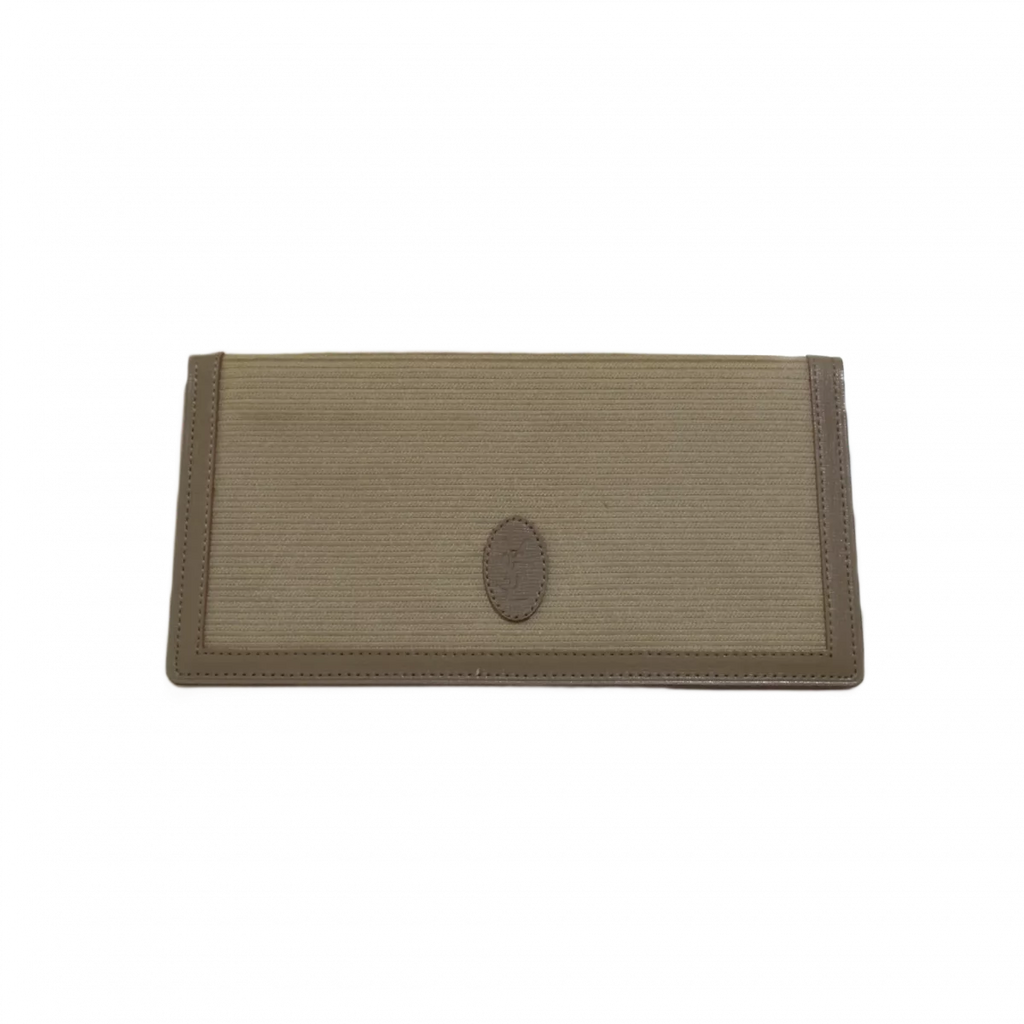 SAINT LAURENT Portefeuille long YSL toile beige&marron