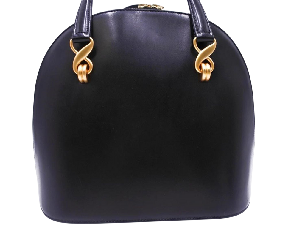 Ungaro Black Leather Top Handle Handbag