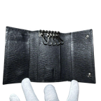 Salvatore Ferragamo Black Textured Leather Key Case