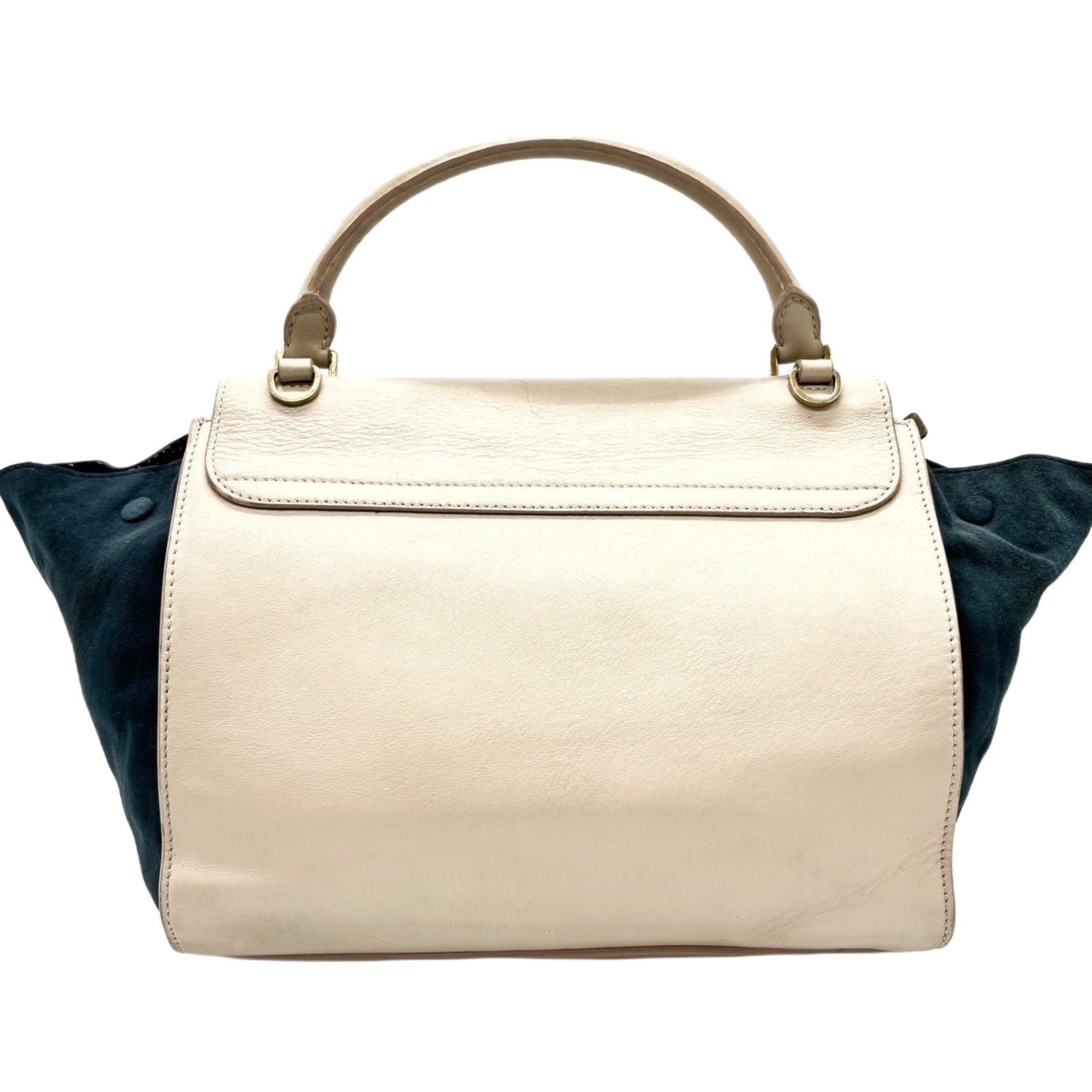 CELINE trapèze Multicolore blanc & bleu marine en Cuir et daim wbandoulliere