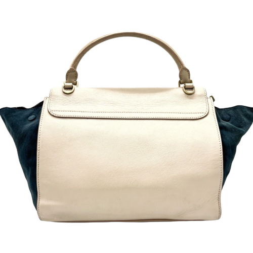 CELINE trapèze Multicolore blanc & bleu marine en Cuir et daim wbandoulliere