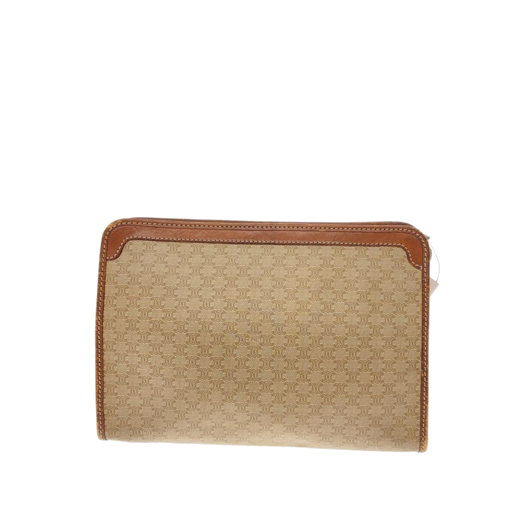 CELINE Pochette macadam beige et cuir