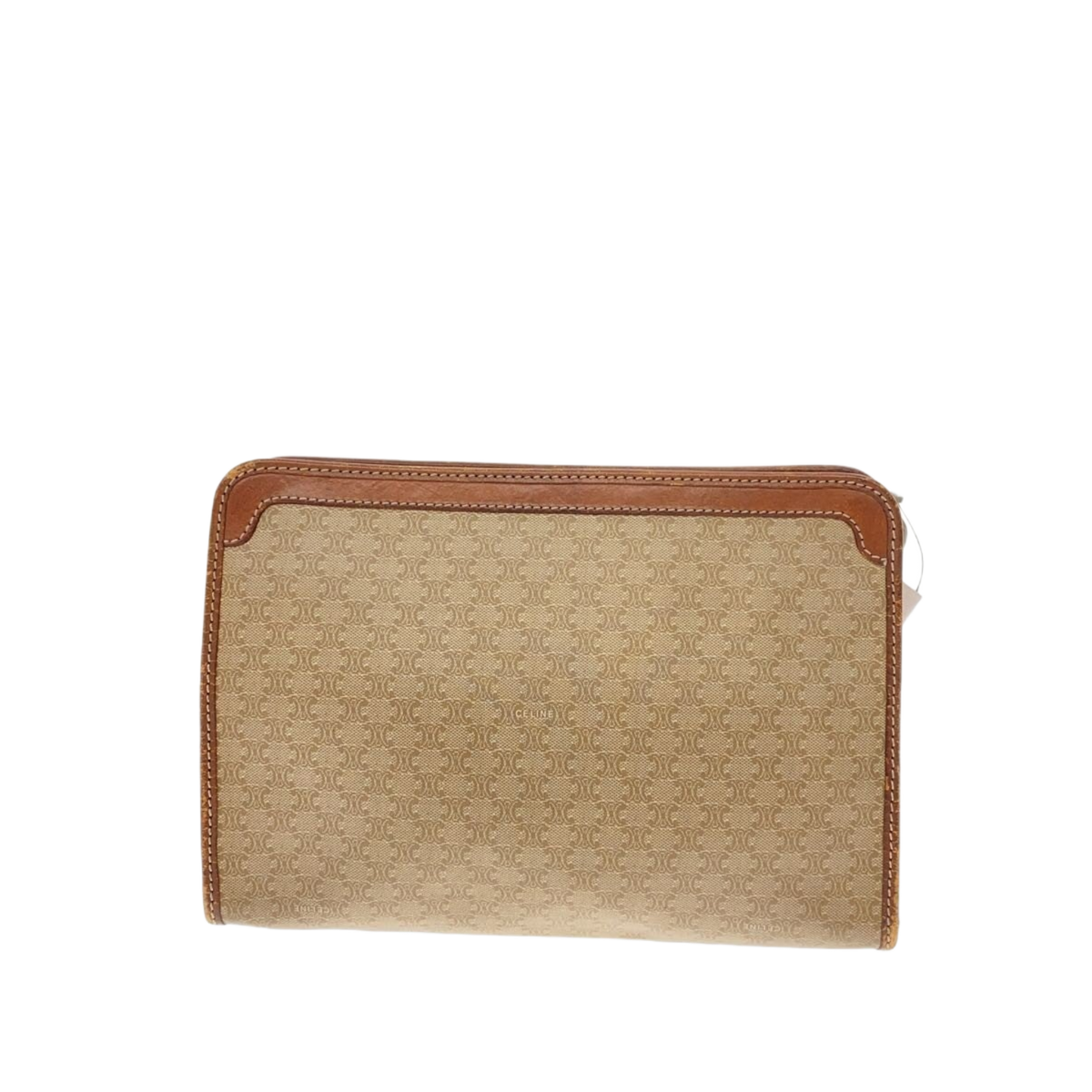 CELINE Pochette macadam beige et cuir