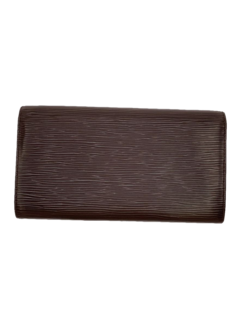 LOUIS VUITTON Portefeuille long Sarah cuir Épi marron quincaillerie dorée