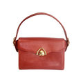 Ungaro Handbag Red Vintage Textured Leather Top Handle Gold Clasp