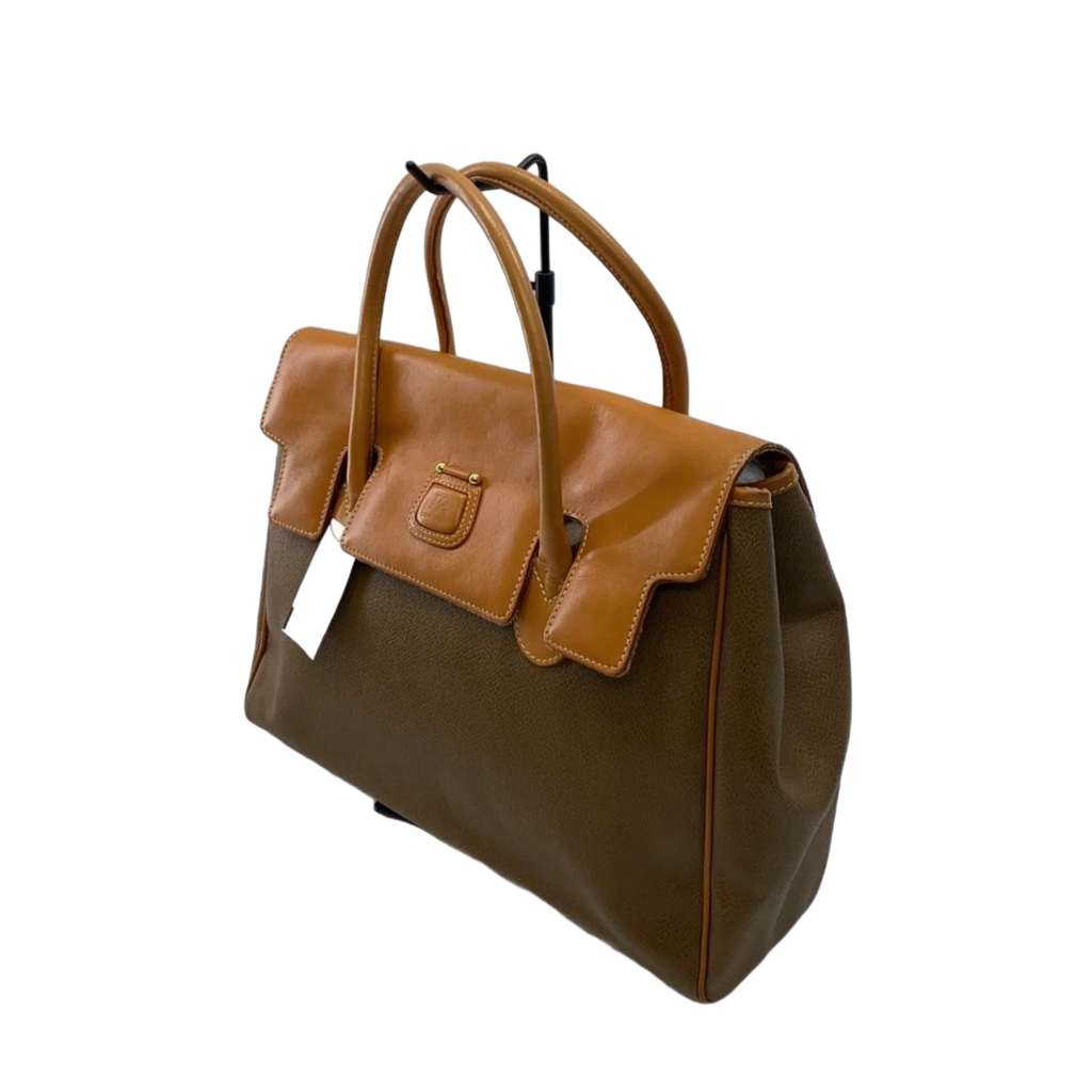 COURRÈGES Sac Boston kaki et cuir camel