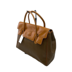 COURRÈGES Sac Boston kaki et cuir camel