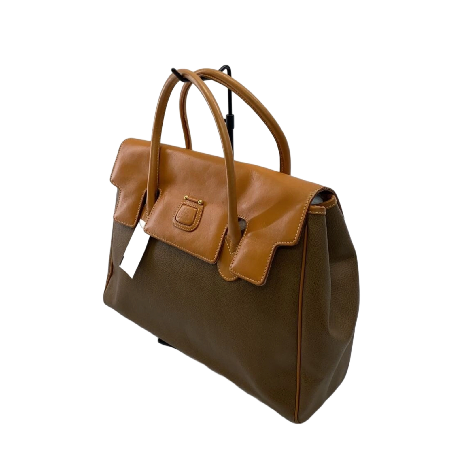 COURRÈGES Sac Boston kaki et cuir camel